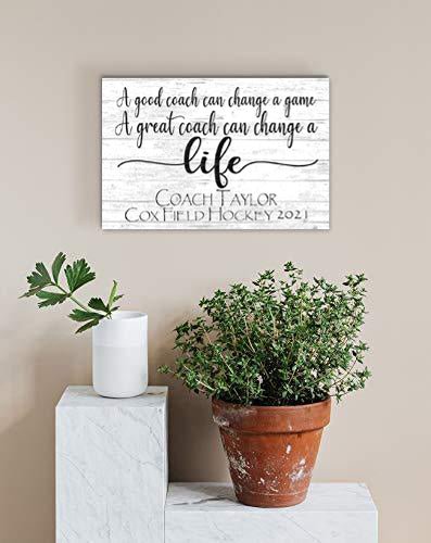 Personalized Coach Gift Plaque – “A Great Coach Can Change a Life” | Custom Name & Team Wall Art