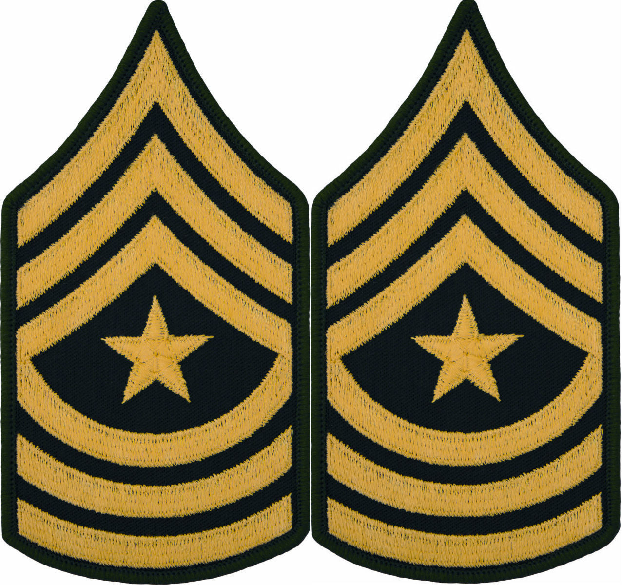U.S. Army Gold on Green Chevrons - Pair - All Enlisted Ranks