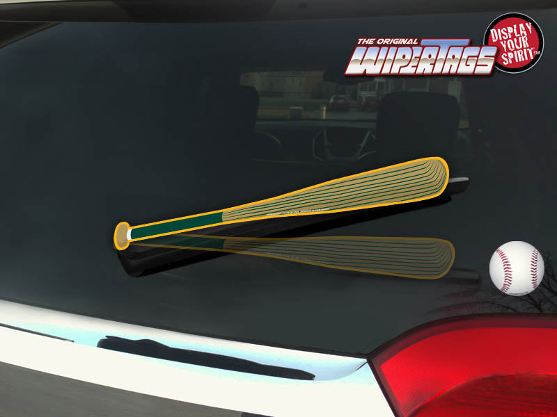 Green & Yellow Baseball Bat WiperTags with Ball Decal