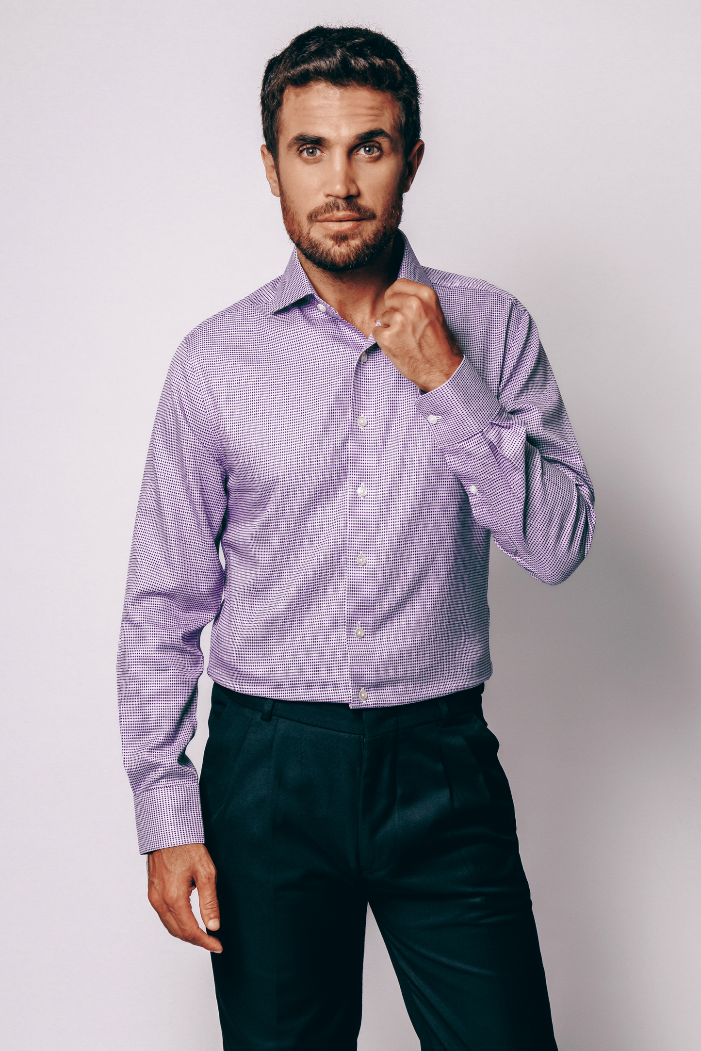 Greenwich Purple Check Shirt