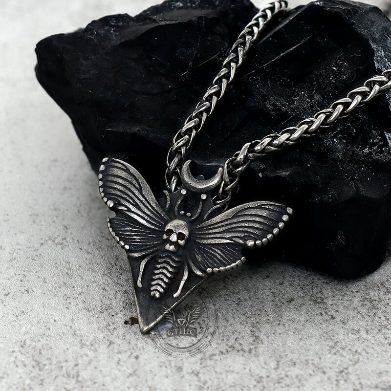Grim Reaper Butterfly Skull Stainless Steel Pendant