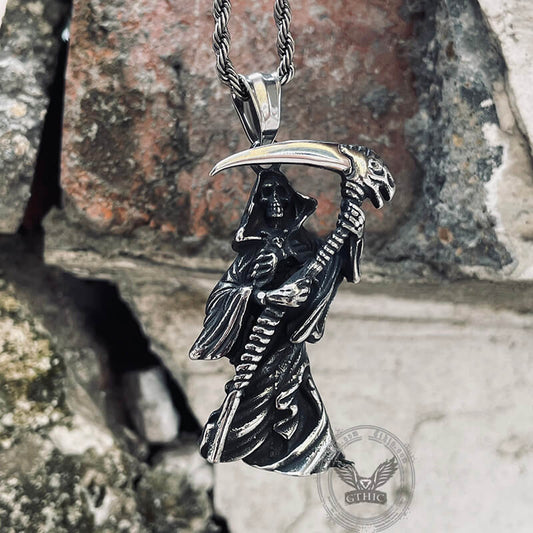 Grim Reaper Scythe Stainless Steel Pendant