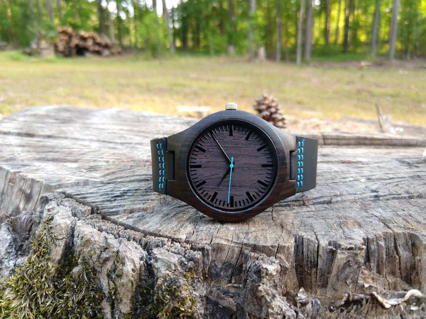 Groomsmen Set Of 7 Wooden Watches - Blue Energico