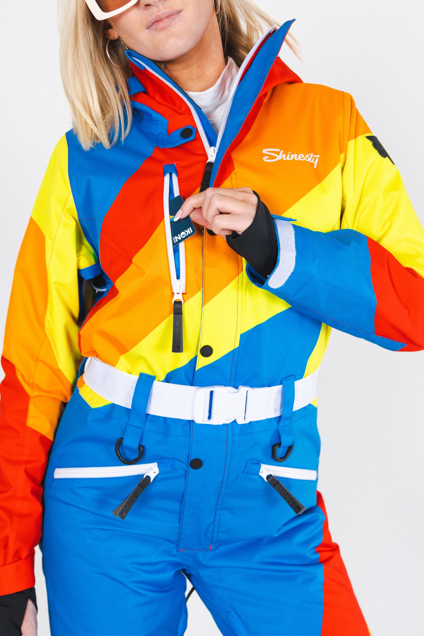 The Groovy Gondola | Orange Retro Swirl Women's One Piece Ski Suit