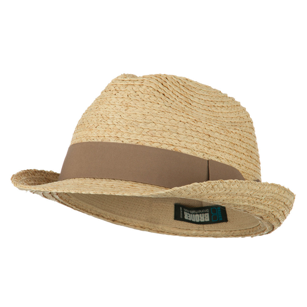 Big Size Braided Straw Fedora with Grosgrain Ribbon