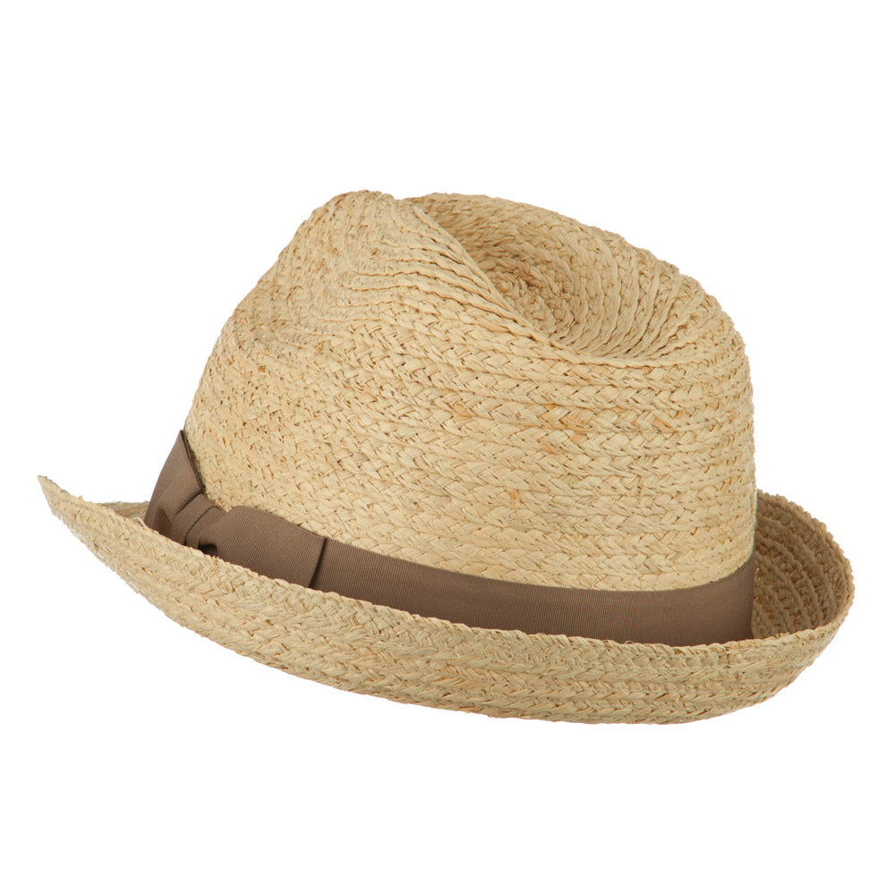 Big Size Braided Straw Fedora with Grosgrain Ribbon