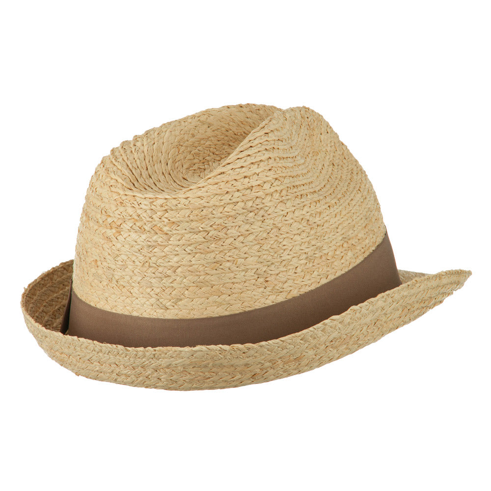 Big Size Braided Straw Fedora with Grosgrain Ribbon