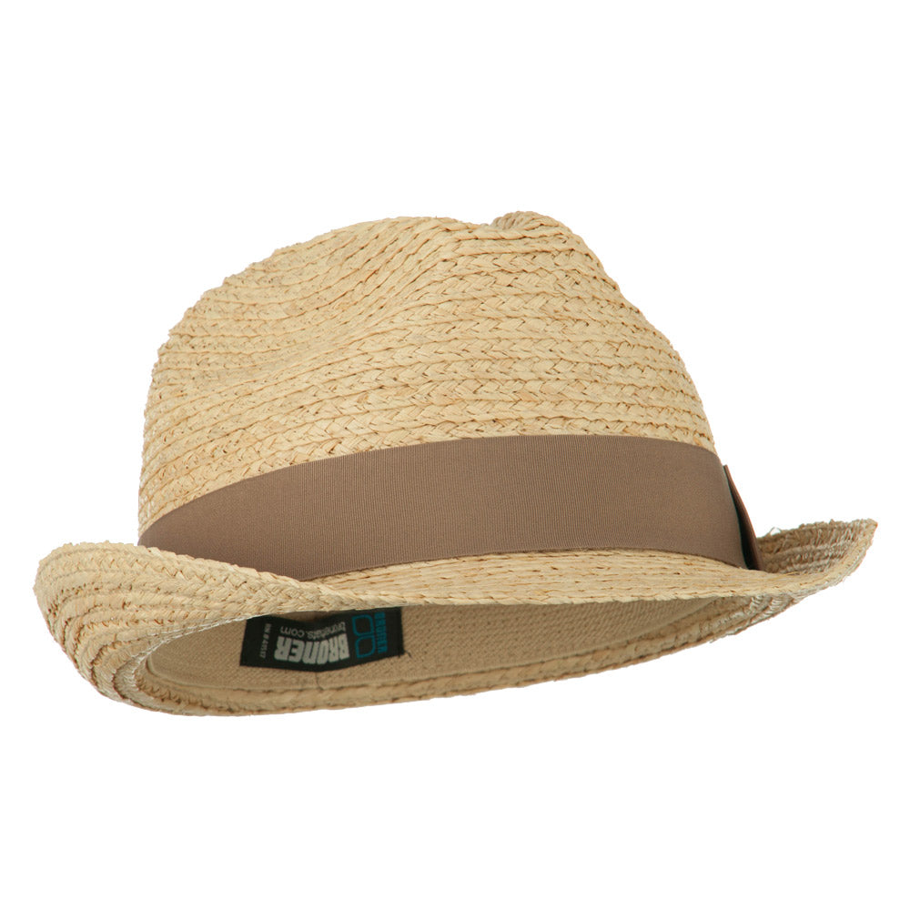 Big Size Braided Straw Fedora with Grosgrain Ribbon