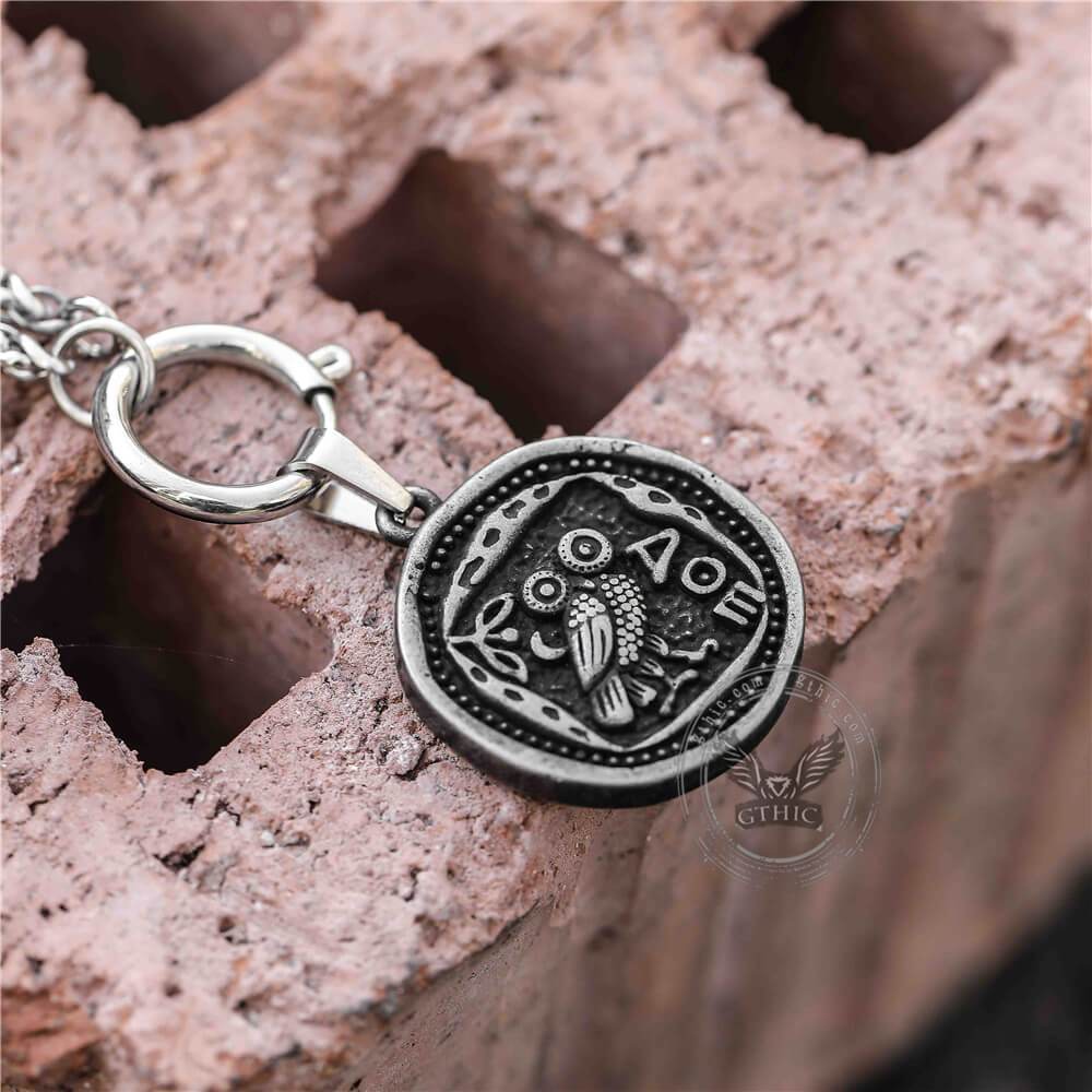 Vintage Owl Stainless Steel Coin Necklace