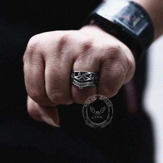 Egyptian Eye of Ra Ankh Stainless Steel Egypt Ring