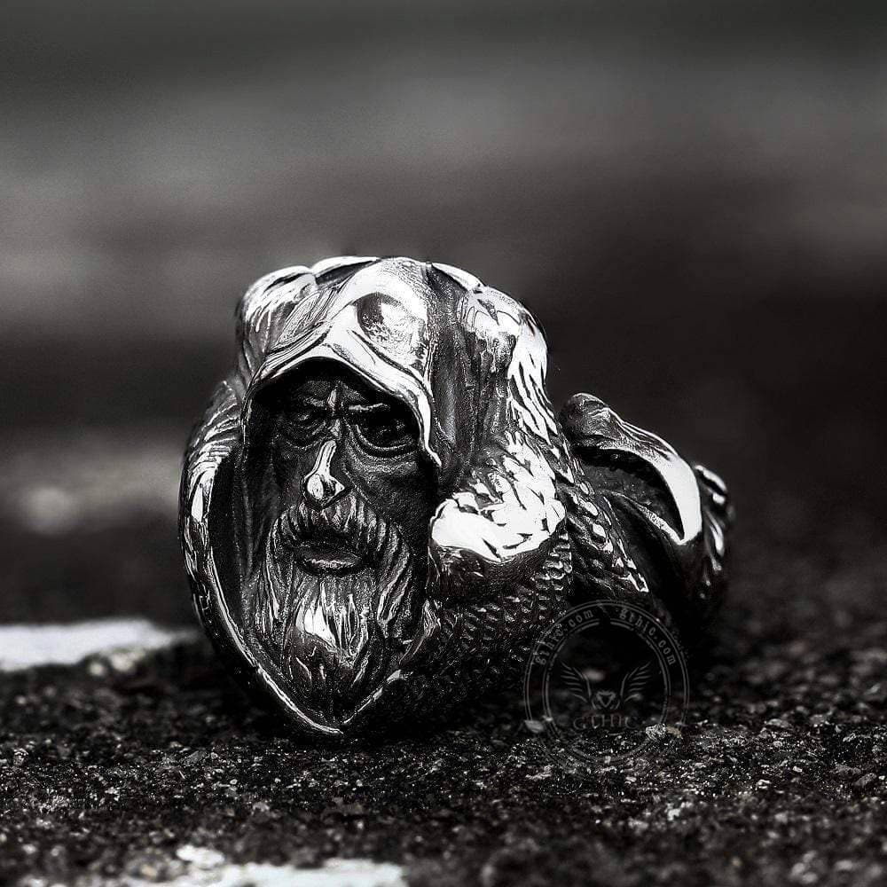 Mythology Odin Wolf Stainless Steel Viking Ring