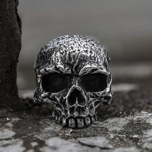 Vintage Rugged Stainless Steel Skull Ring