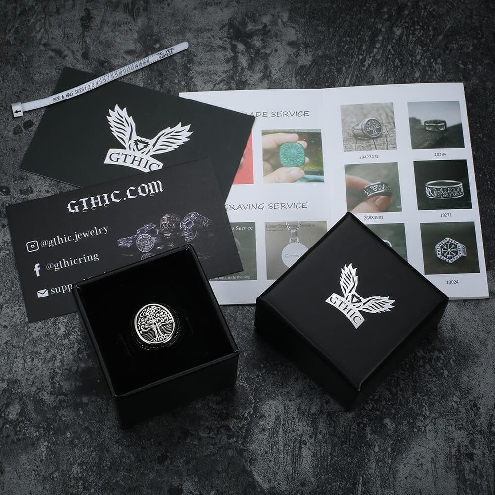 Tree of Life Signet Stainless Steel Viking Ring