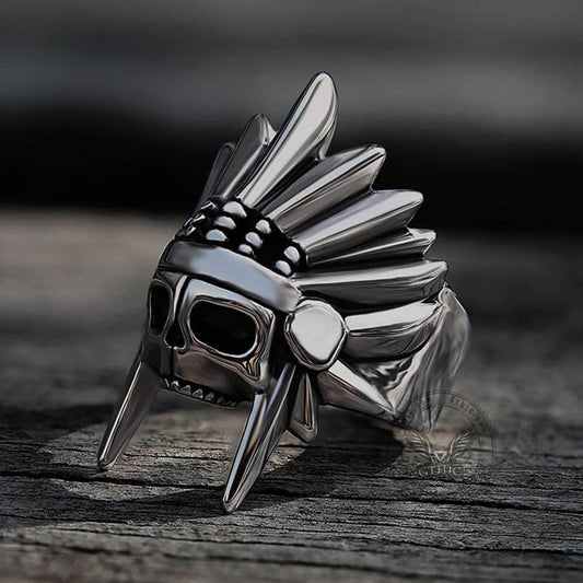 Tribal Chief Stainless Steel Skull Ring