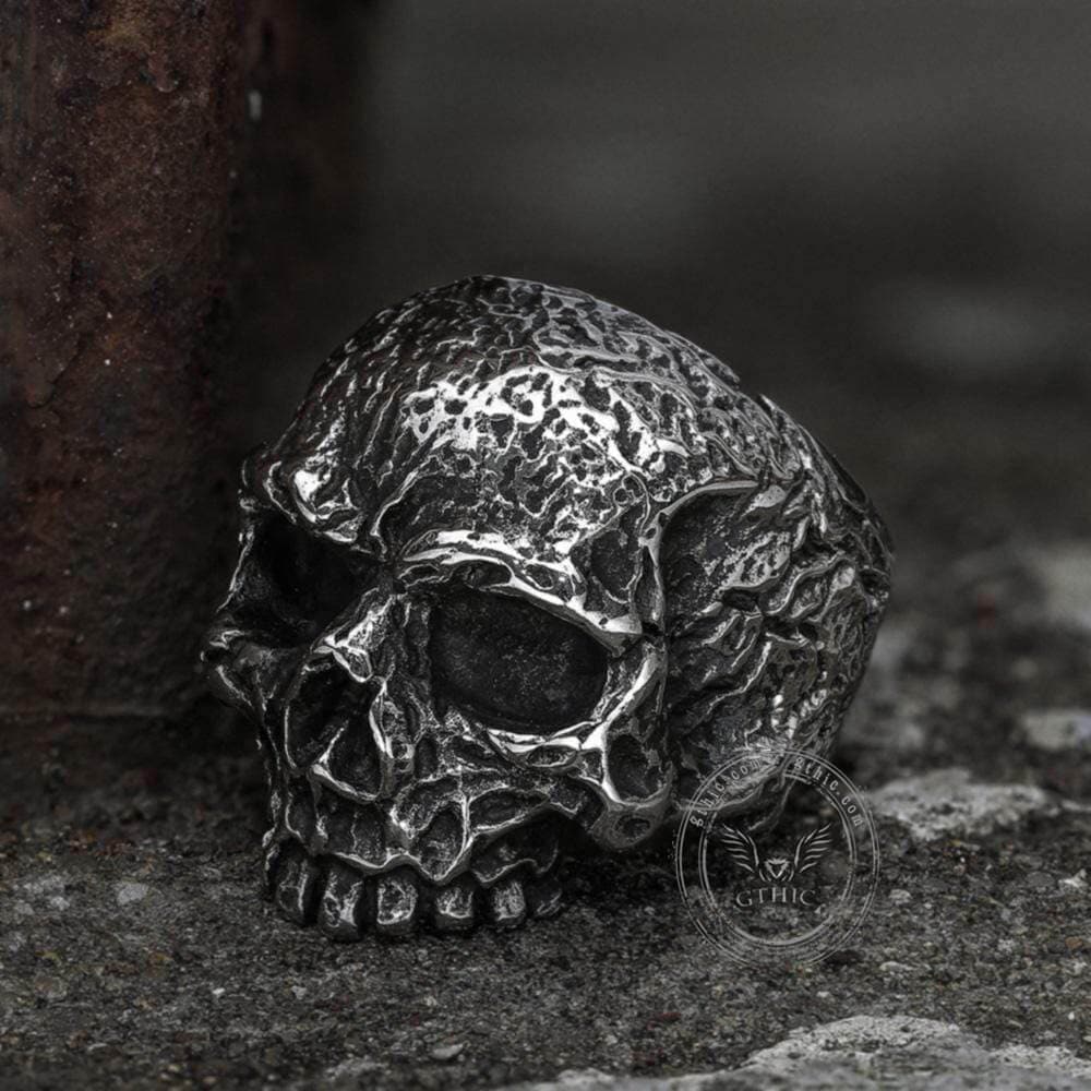 Vintage Rugged Stainless Steel Skull Ring