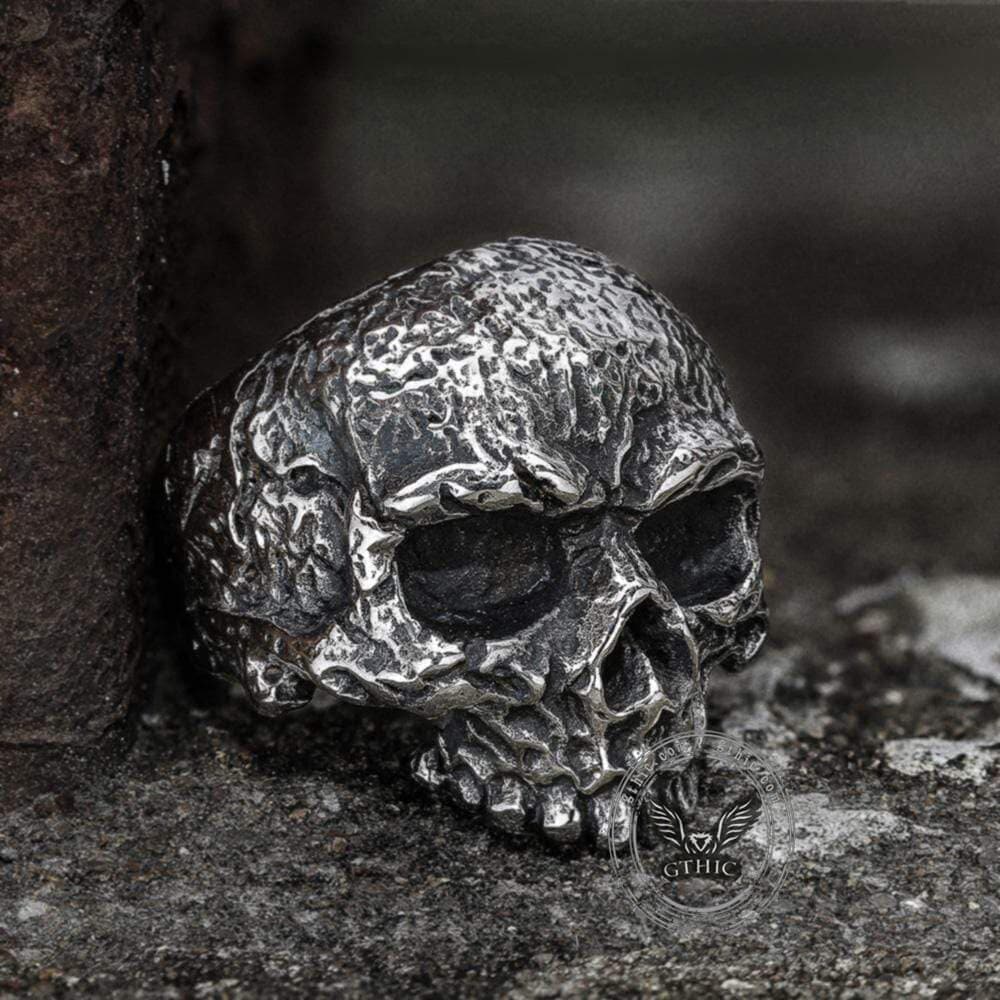 Vintage Rugged Stainless Steel Skull Ring