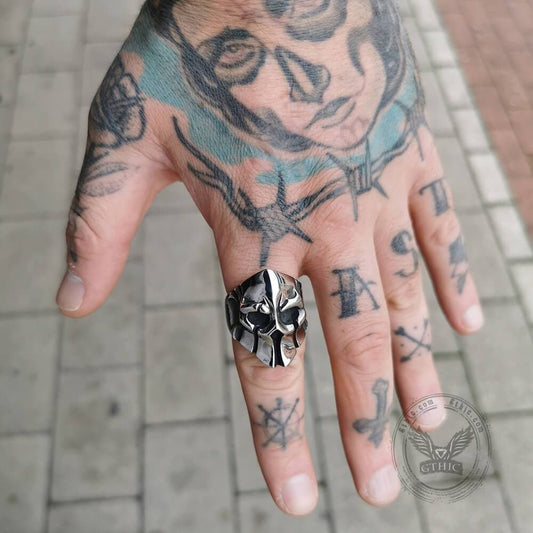 GTHIC Sparta Stainless Steel Skull Ring