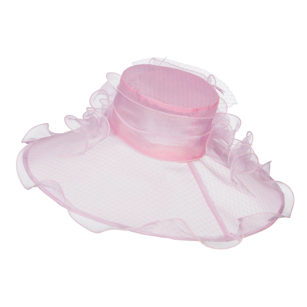 Ruffled Flower Organza Hat with Net