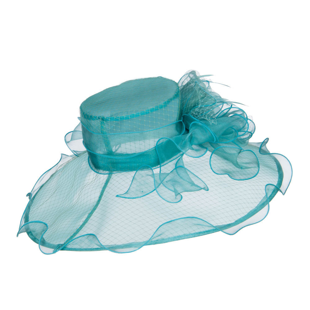 Ruffled Flower Organza Hat with Net