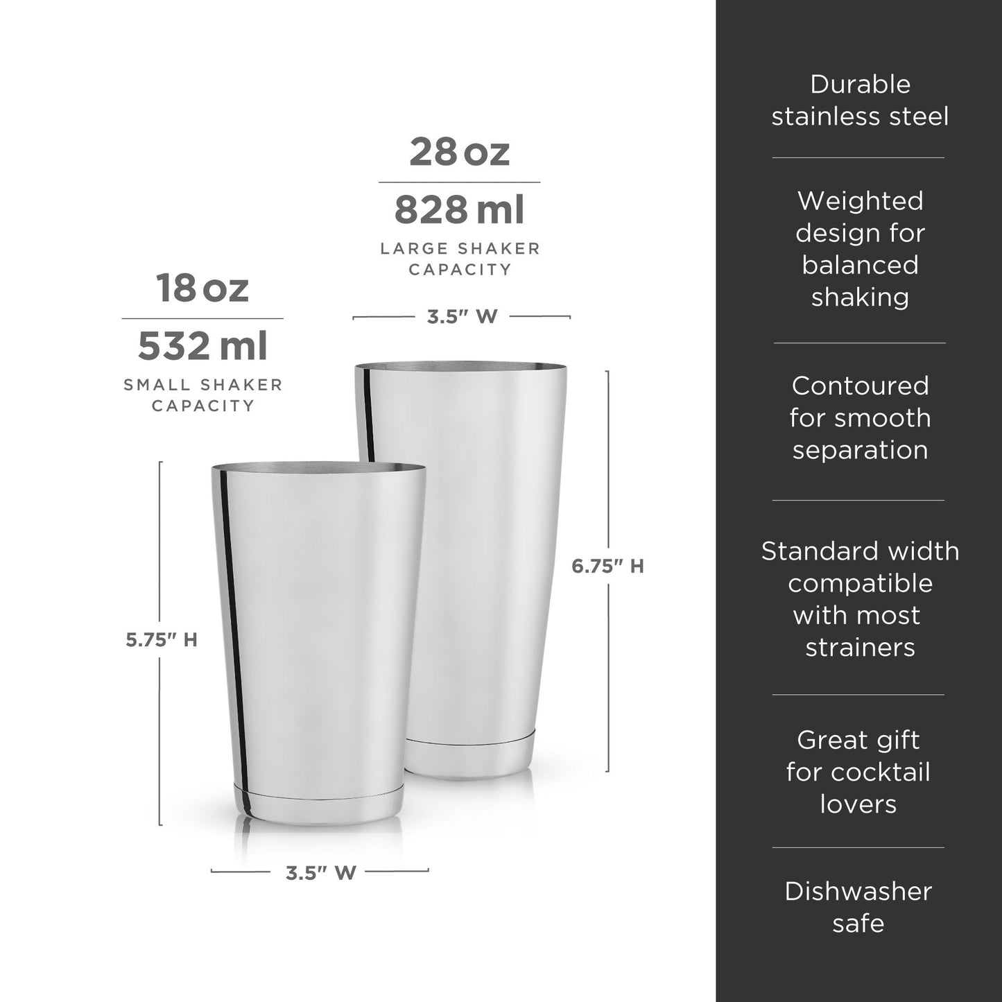 Harrison Stainless Steel Boston Shaker Tin Set