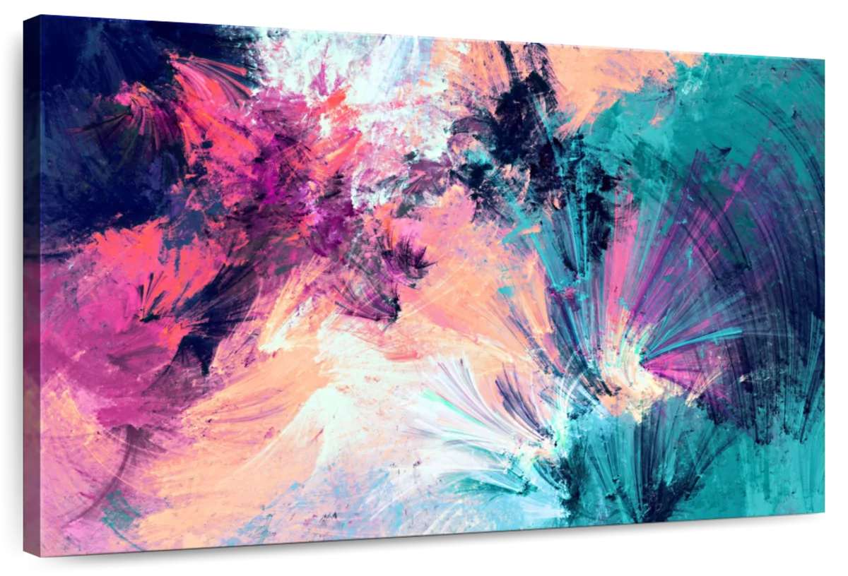 Pink And Blue Abstract Wall Art