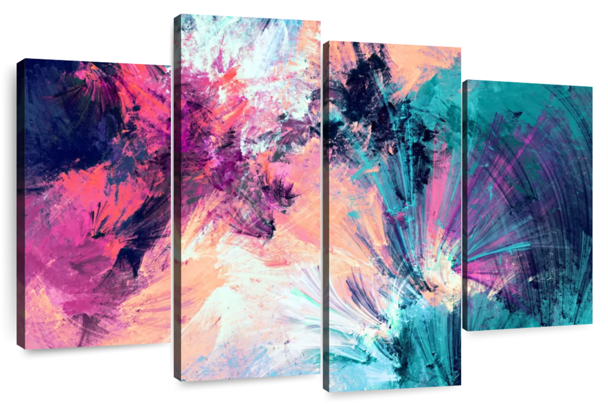 Pink And Blue Abstract Wall Art