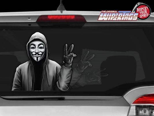 Anonymous Hactivist Peace Waving WiperTags