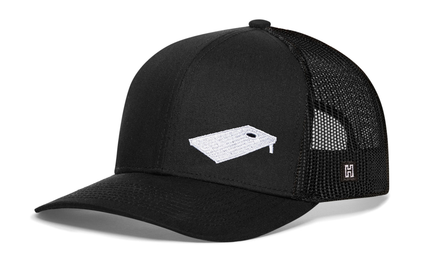 Cornhole Board Trucker Hat  |  Black Bags Snapback