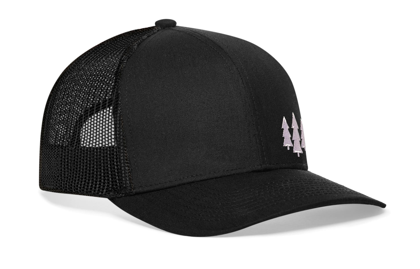 Three Pine Trees Trucker Hat  |  Black Outdoors Snapback