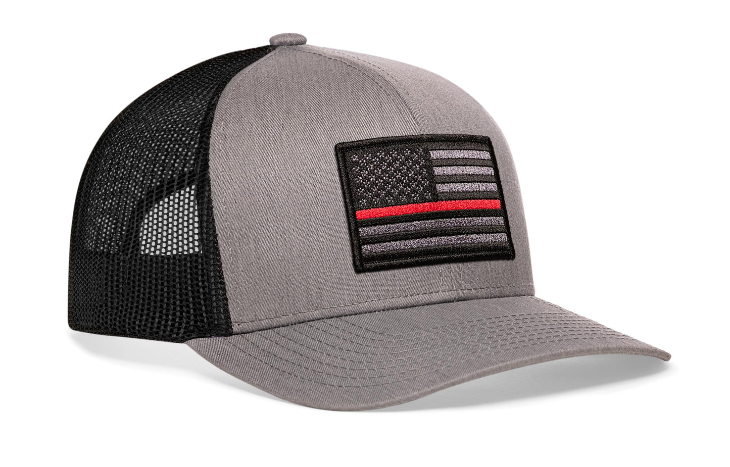 Thin Red Line Trucker Hat  |  Gray-Black Fire Tactical Snapback