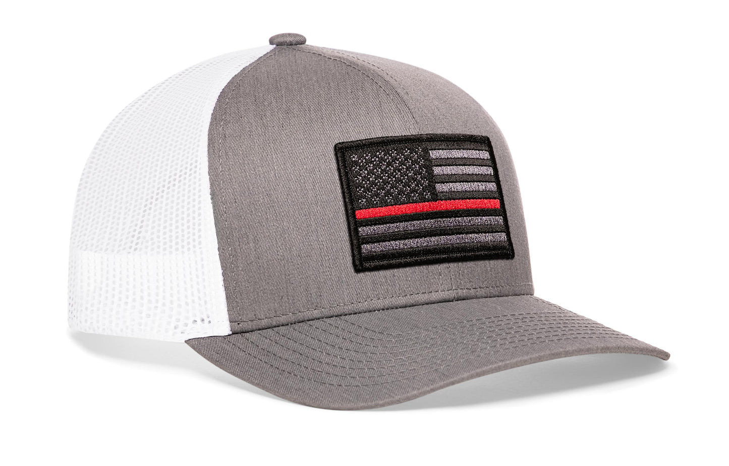 Thin Red Line Trucker Hat  |  Gray-White Fire Tactical Snapback