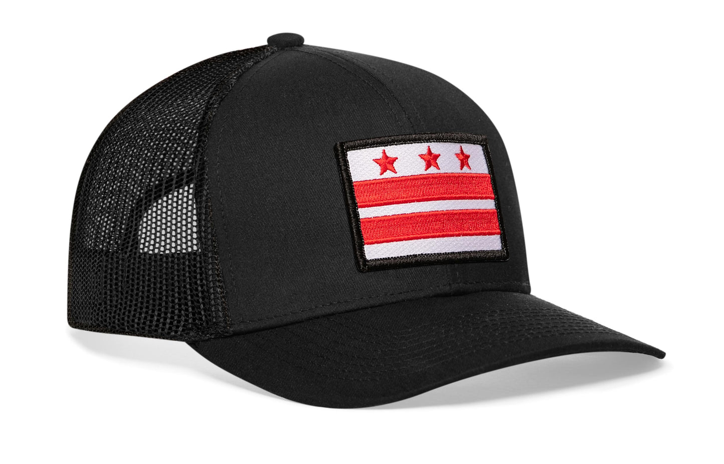 Washington DC Flag Trucker Hat  |  Black Snapback