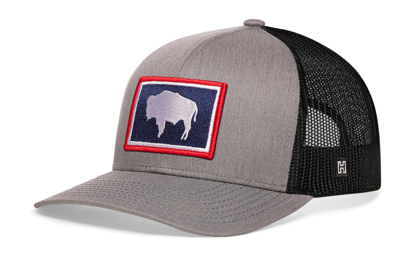 Wyoming Flag Trucker Hat  |  Gray-Black WY Snapback