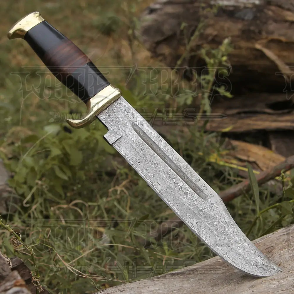 HANDMADE FORGED DAMASCUS Steel Bowie Hunting Knife EDC - 15” Survival WH 4408-RA