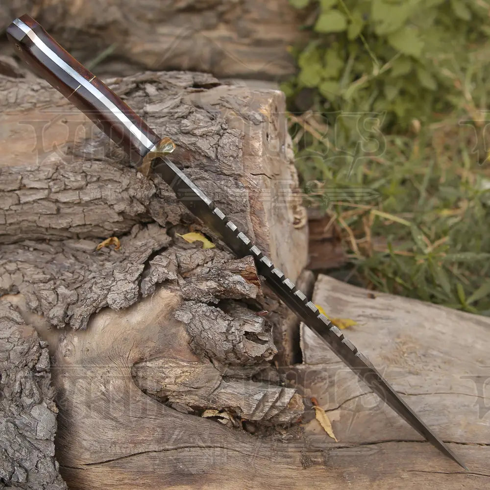 Handmade Forged Damascus Steel Hunting Bowie Rambo Knife With Wood Handle WH 4409