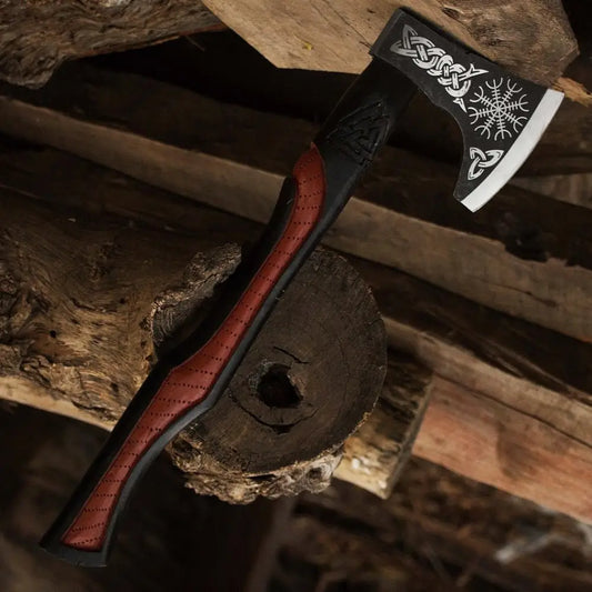 Handmade High Carbon Steel Tomahawk Axe Integral Viking Collectible Olive Wood W/ leather Wrap