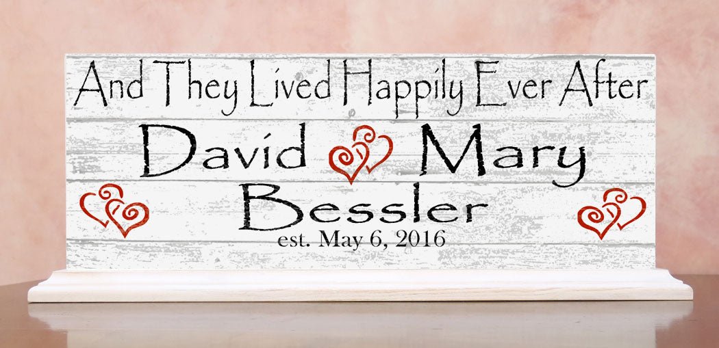 Happily Ever After Sign Custom Anniversary Gift or Wedding Gift With Names and Established Date