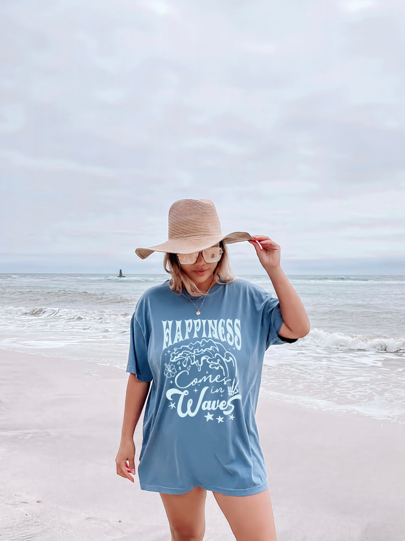Happiness Comes In Waves T-Shirt