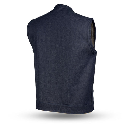 Haywood Men's Motorcycle Denim Vest - Blue
