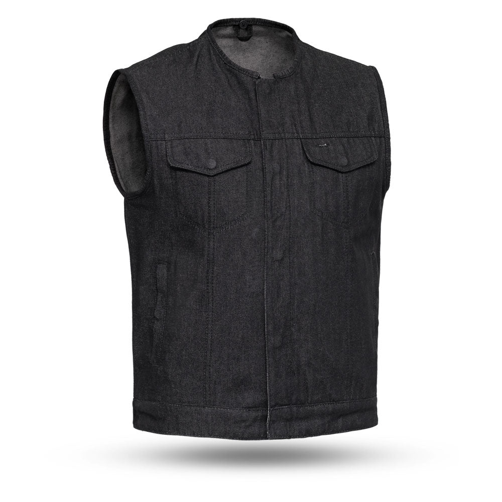 Haywood Men's Motorcycle Denim Vest - Black