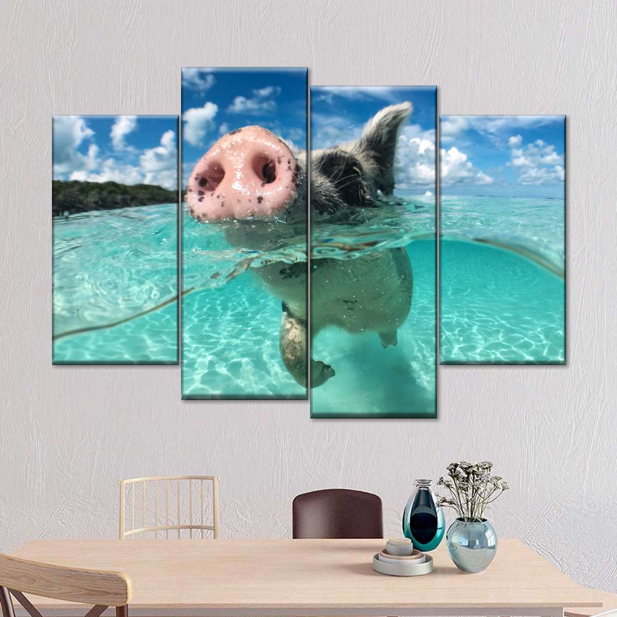 Swimming Pig Wall Art