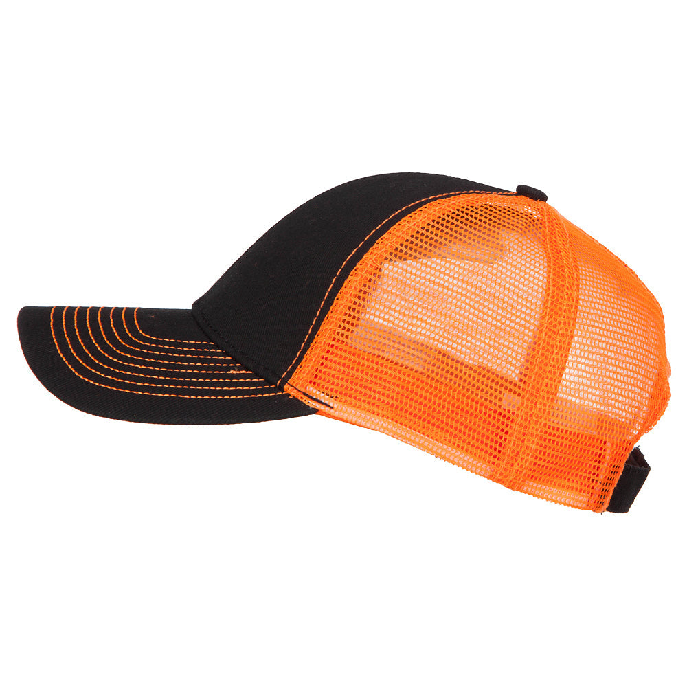 Heavy Cotton Twill Trucker with Neon Mesh Cap