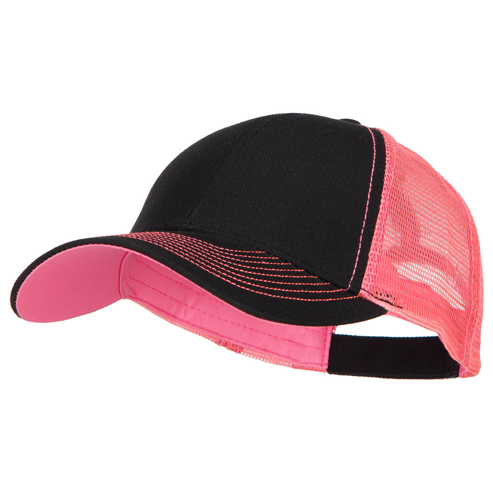 Heavy Cotton Twill Trucker with Neon Mesh Cap