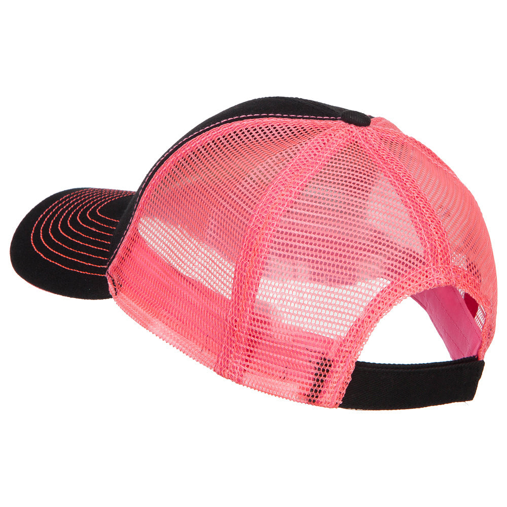 Heavy Cotton Twill Trucker with Neon Mesh Cap