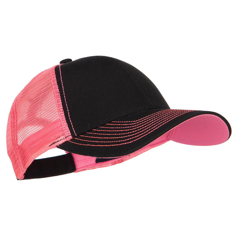 Heavy Cotton Twill Trucker with Neon Mesh Cap