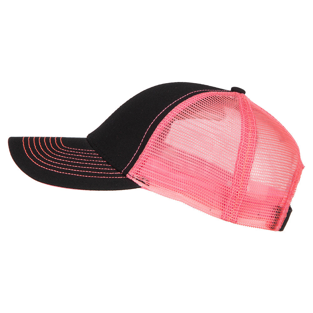 Heavy Cotton Twill Trucker with Neon Mesh Cap