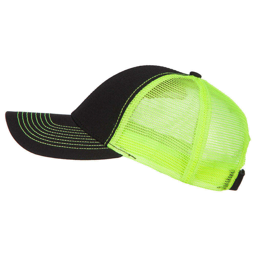 Heavy Cotton Twill Trucker with Neon Mesh Cap
