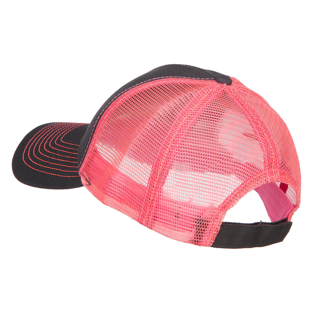 Heavy Cotton Twill Trucker with Neon Mesh Cap