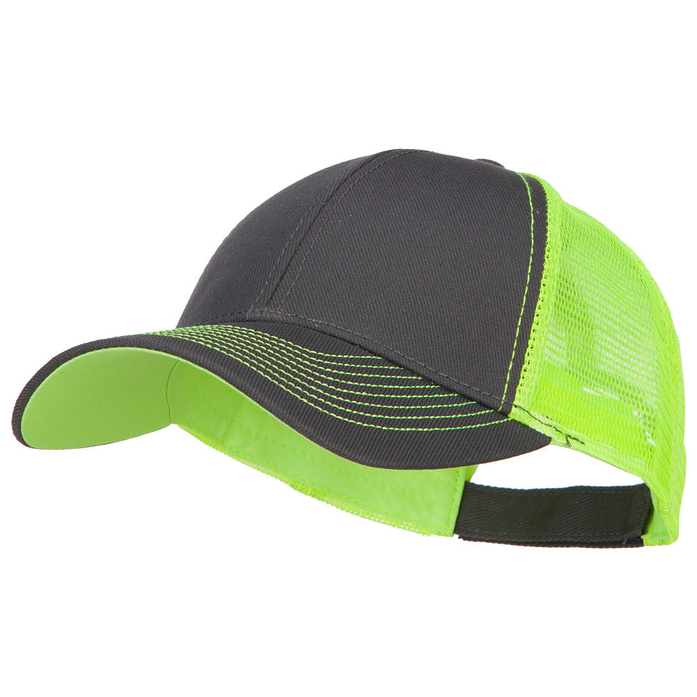 Heavy Cotton Twill Trucker with Neon Mesh Cap