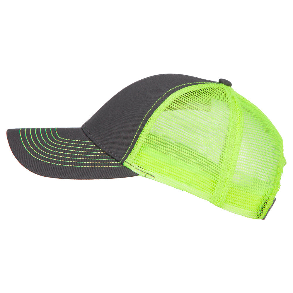Heavy Cotton Twill Trucker with Neon Mesh Cap